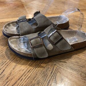 Birkenstock Tula Brown Suede Sandals Double Strap Buckles Shoe Size EU 40 US 9